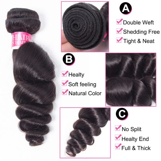 Beauty Grace Brazilian Loose Wave Human Hair Bundles 1 Piece Natural Color Remy Hair Weaving 10-26 Inches Free Shipping