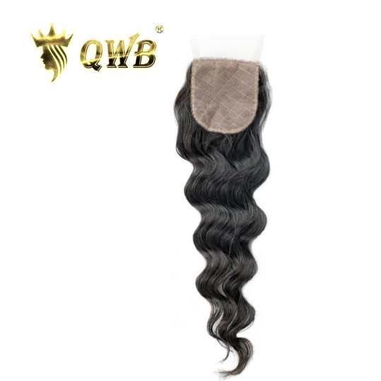 QWB Silk Base Closure Loose Wave 12''/14''/16'' Brazilian Virgin Hair Nature Color Free shipping