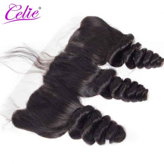 Celie Hair Brazilian Loose Wave Lace Frontal Closure With Baby Hair Free Part Remy Human Hair 13x4 Loose Wave Closure Hand Tied