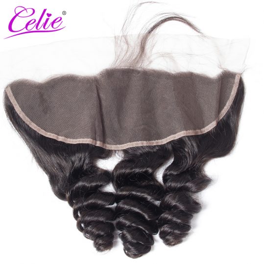 Celie Hair Brazilian Loose Wave Lace Frontal Closure With Baby Hair Free Part Remy Human Hair 13x4 Loose Wave Closure Hand Tied