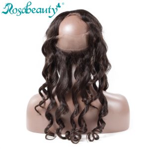 Rosa beauty 360 Lace Frontal Closure Brazilian Loose Wave Remy Hair Pre-plucked Hairline With Baby Hair 100% Human Hair Products
