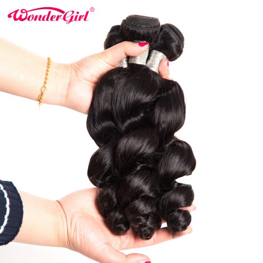 Wonder girl Loose Wave Brazilian Hair Weave Bundles 100g Natural Color Remy Hair Weaving 1PC 100% Human Hair Bundles