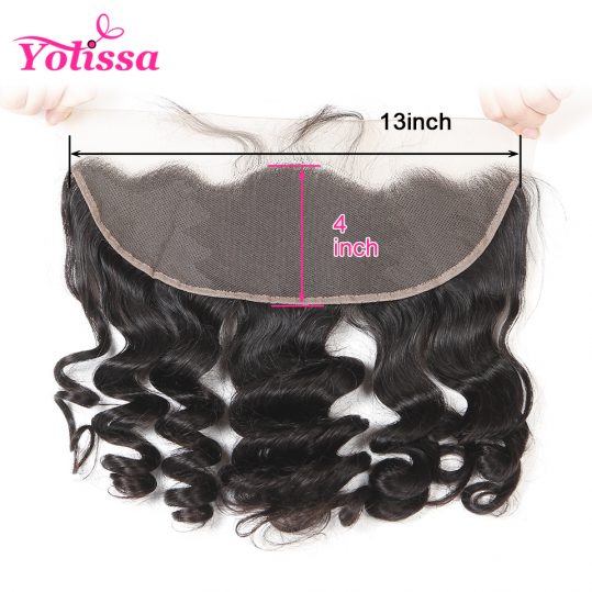 Yolissa Hair 13"*4" Ear To Lace Frontal Closure With Baby Hair Brazilian Loose Wave 8-20 inch Human non-remy Hair Free Shipping