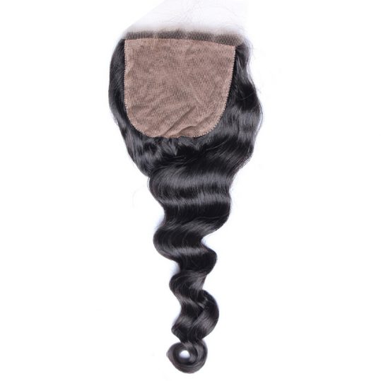 Silk Base Closure Loose Wave 4x4 Size Free Part Brazilian Remy Hair Pre Plucked Natural Hairline With Baby Hair Honey Queen
