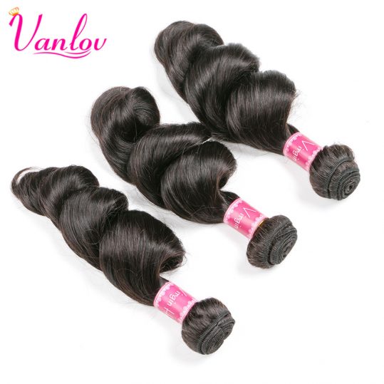 Vanlov Peruvian Hair Loose Wave Bundles Human Hair Weave Bundles Hair Extension Nature Black Non Remy Can Buy 3 or 4 PCS