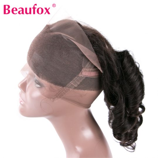 Beaufox 360 Lace Frontal Peruvian Loose Wave Closure With Baby Hair 100% Human Hair Bundle Non-remy Natural Color 8-20 Inch