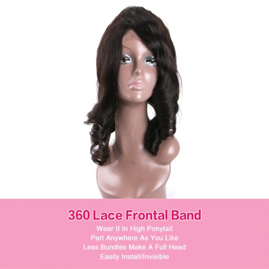 Beaufox 360 Lace Frontal Peruvian Loose Wave Closure With Baby Hair 100% Human Hair Bundle Non-remy Natural Color 8-20 Inch
