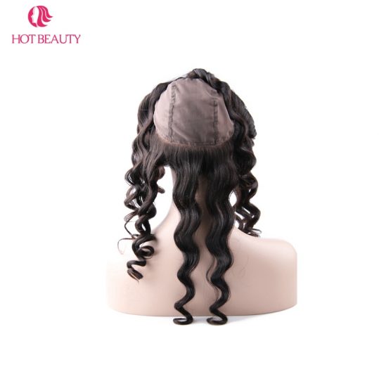 Hot Beauty Hair Pre Plucked 360 Lace Frontal Closure With Cap 100% Natural Black Color Peruvian Loose Wave Remy Human Hair