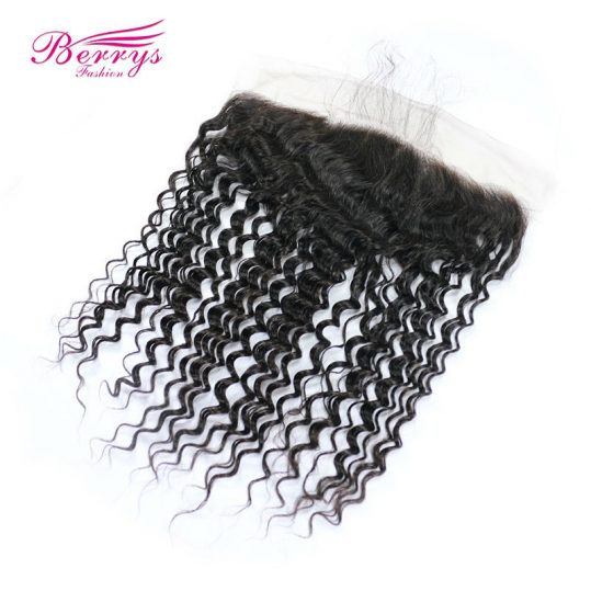 Berrys Fashion Brazilian Lace Frontal 13x4 Deep Wave 100% Unprocessed Human Virgin Hair Free Part Bleached Knots with Baby Hair