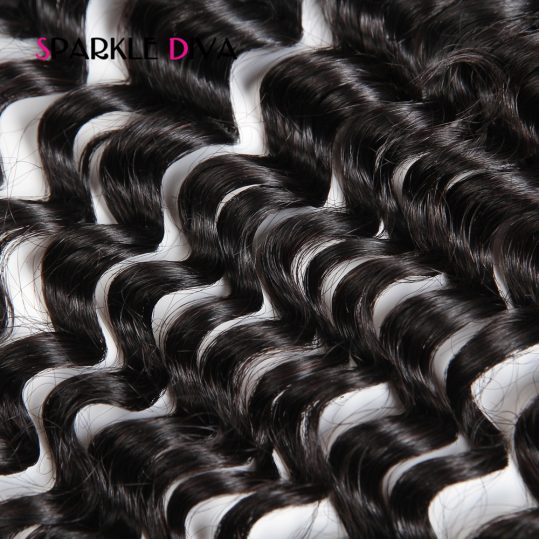 [SPARKLE DIVA HAIR] Brazilian Remy Hair Lace Frontal Closure Deep Wave 13x4 Ear To Ear Human hair With Baby Hair Free Part 8-18"