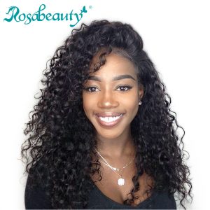 Rosabeauty Lace Front Wigs Deep Wave Remy Hair Bleached Knots 100% Human Hair With Natural Hairline Guleless
