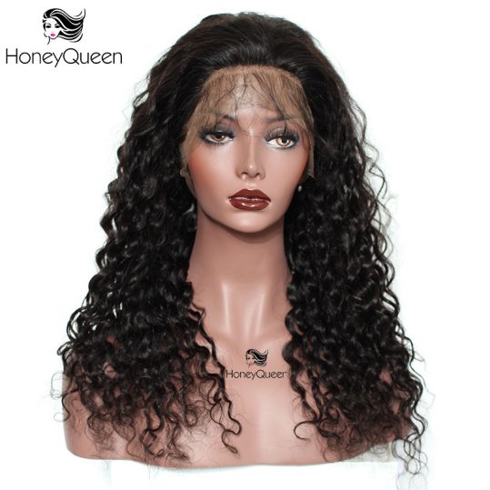 180% Density 360 Lace Frontal Wig Pre Plucked Deep Wave Brazilian Lace Front Human Hair Wigs Natural Color Honey Queen Remy