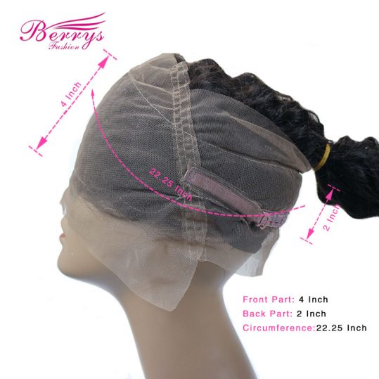 [Berrys Fashion]Ear to Ear Lace Frontal Closure 22x4 Deep Wave Human Hair With Baby Hair 10-20" Bleached Knots Remy Hair Bundles