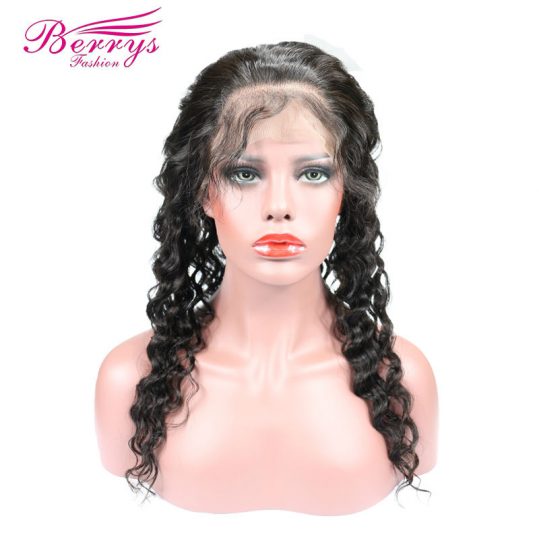[Berrys Fashion]Ear to Ear Lace Frontal Closure 22x4 Deep Wave Human Hair With Baby Hair 10-20" Bleached Knots Remy Hair Bundles