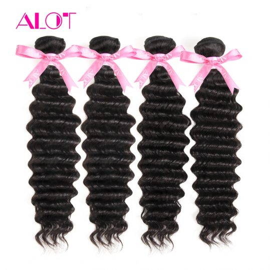 ALot Hair 1 Bundle Deep Wave Brazilian Hair Weave Bundles 100% Human Hair Extensions Non Remy Hair 8"-28" Inch