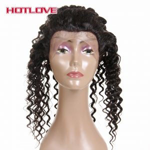 HOTLOVE Brazilian Deep Wave 360 Lace Frontal Closure With Baby Hair Pre Plucked Natural Hairline 130% Density Remy Human Hair