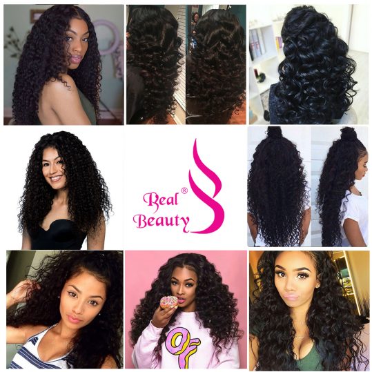 Real Beauty Deep Wave Brazilian Hair Weave Bundles 12-26inches Remy Human Hair Bundles Natural Color Hair Extensions Can Be Dyed