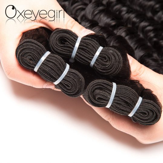 Oxeye girl Deep Wave Brazilian Hair Weave Bundles Natural Color Non Remy hair bundles Human Hair Extensions Can Buy 3/4 Bundles