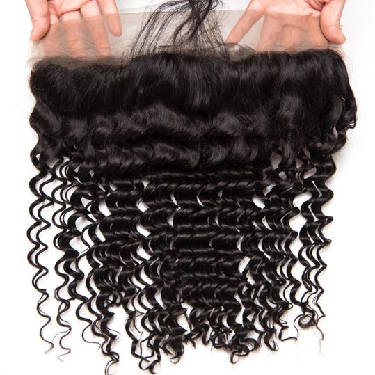 Mslynn Hair Brazilian Deep Wave Closure Pre Plucked Lace Frontal Closure With Baby Hair Non Remy Human Hair Free Part 8"-24"