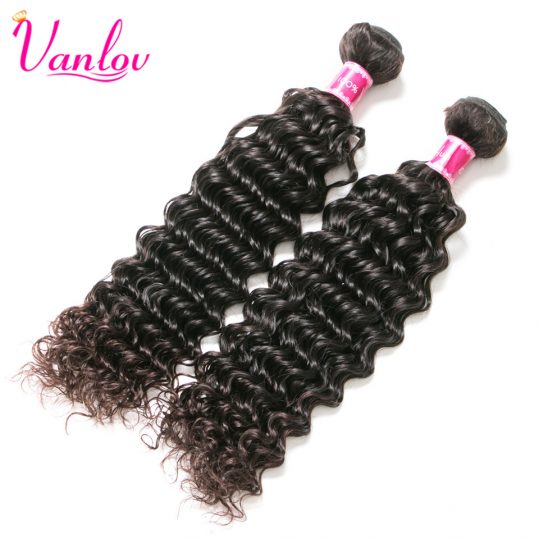 Vanlov Peruvian Deep Wave Bundles Remy Human Hair Bundles Hair Extension Natural Color Weave Can Buy 3/4/5 PCS Free Shipping
