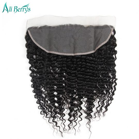 Ali Berrys Hair Peruvian Deep Wave Lace Frontal Closure 13X4 Human Hair Closure 10-20 Inch Remy Hair Ear To Ear Free Shipping