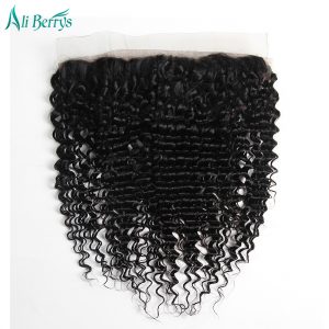 Ali Berrys Hair Peruvian Deep Wave Lace Frontal Closure 13X4 Human Hair Closure 10-20 Inch Remy Hair Ear To Ear Free Shipping