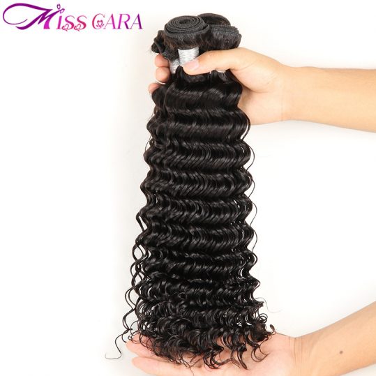 Miss Cara Deep Wave Malaysia Hair Weave Bundles 100% Human Hair Extensions Natural Black Color Non Remy Hair Weft Free Shipping
