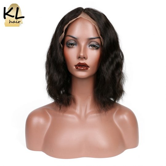 KL Hair Natural Wave Lace Front Human Hair Wigs Bob 8"~14" Short Bob Wigs Brazilian Remy Hair For Black Women With Baby Hair