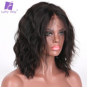 Luffy Short Full Lace Human Hair Wigs for Black women Natural Wave Brazilian With Baby Hair Non-remy Natural Color 130% density