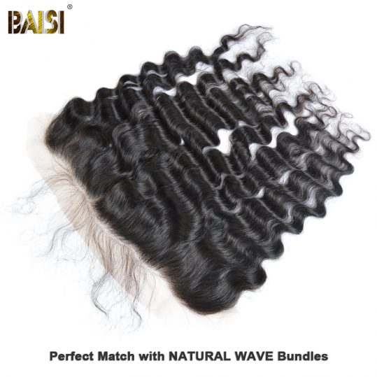 BAISI Brazilian Virgin Hair Natural Wave Plucked Natural Hairline Lace Frontal Size 13*4, Nature Color, 10-18inch Free Shipping