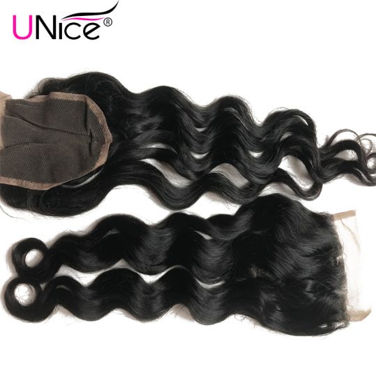 UNICE HAIR Brazilian Natural Wave Lace Closure Free Part 100% Human Hair 10"-20" Non-Remy Hair 120% Density Free Shipping