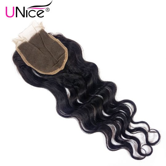UNICE HAIR Brazilian Natural Wave Lace Closure Free Part 100% Human Hair 10"-20" Non-Remy Hair 120% Density Free Shipping