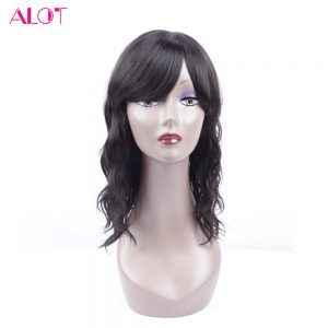 ALOT Hair Peruvian None Lace Human Hair Wigs With Baby Hair Natural Wave Medium Browns Swiss Lace For Black Women Non-Remy Hair