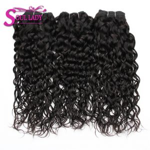Soul Lady Brazilian Water Wave Hair Bundles Natural Black Color 100% Human Hair Weaves Bundles Non Remy Hair Extension 100g/Pcs