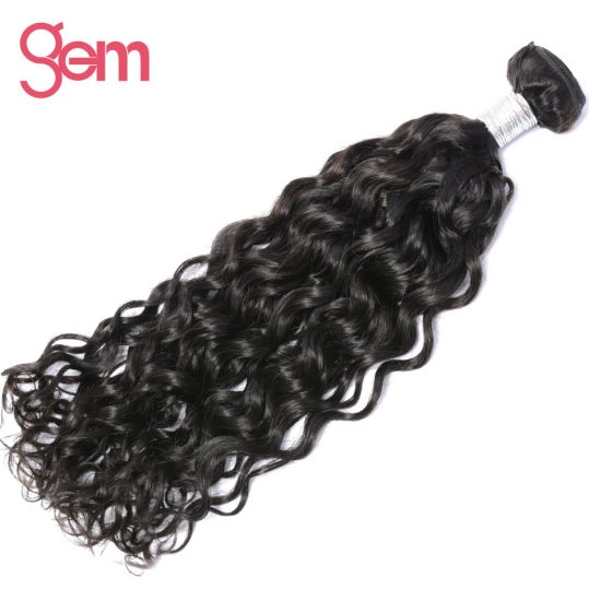 Brazilian Water Wave Remy Hair Weave Bundles Natural Black 1Pc Can Be Bleached GEM Hair Products 100% Human Hair Extensions 1b