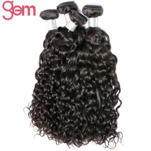 Brazilian Water Wave Remy Hair Weave Bundles Natural Black 1Pc Can Be Bleached GEM Hair Products 100% Human Hair Extensions 1b