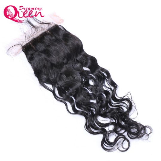 Dreaming Queen Hair Natural Color Water Wave Lace Closure  Brazilian Remy Human Hair  Bleached Knots Closure With Baby Hair