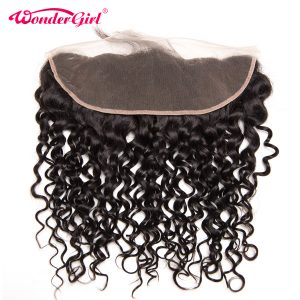 Wonder girl Brazilian Water Wave Frontal 13x4 Ear to Ear Lace Frontal Closure With Baby Hair 100% Human Hair Closure Remy Hair