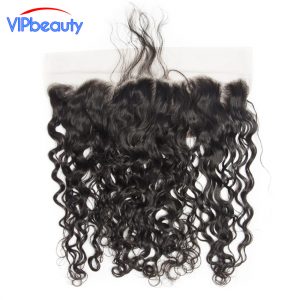 Vip beauty Brazilian water wave remy hair ear to ear lace frontal closure 12-20 inch natural color can be dyed and bleached