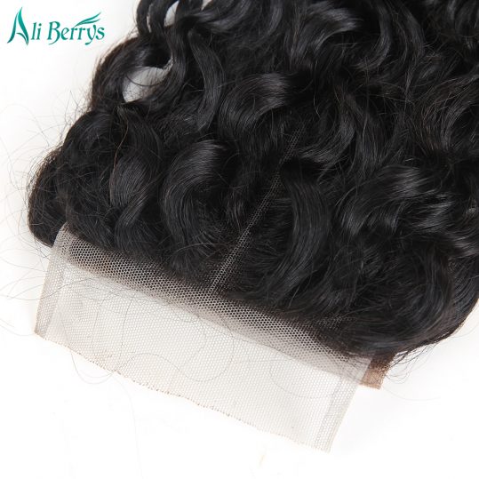 Ali Berrys Hair Brazilian Water Wave Lace Closure 100% human hair 4x4 size Free Part Closure 120% Density,Free Shipping