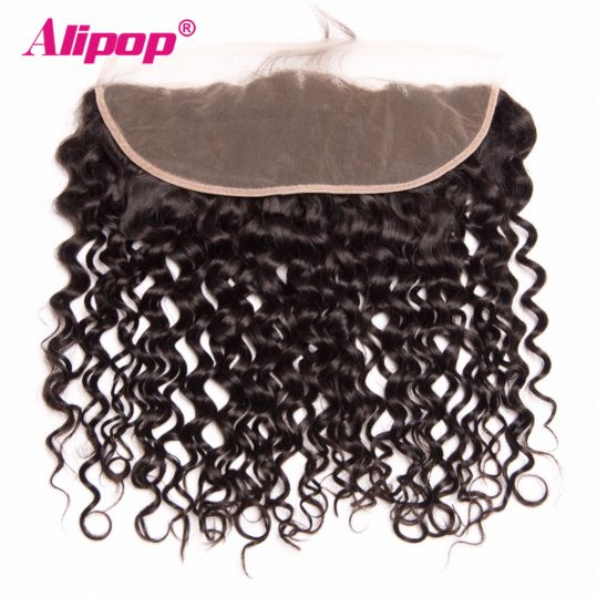 ALIPOP Peruvian Water Wave Lace Frontal Closure With Baby Hair  10"-22" Pre Plucked Natural Hairline Non Remy Human Hair