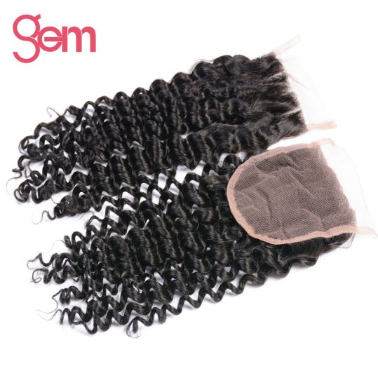 Brazilian Remy Hair Curly Swiss Lace Closure Size 4"x4" Free Part Can Match Human Hair Bundles