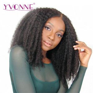 YVONNE 180% Density Afro Curly Lace Front Human Hair Wigs For Black Women Brazilian Virgin Hair Natural Color Free Shipping