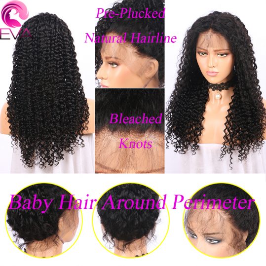 250% Density Lace Front Human Hair Wigs Eva Hair Pre Plucked Curly Brazilian Remy Hair Wigs With Baby Hair For Black Women
