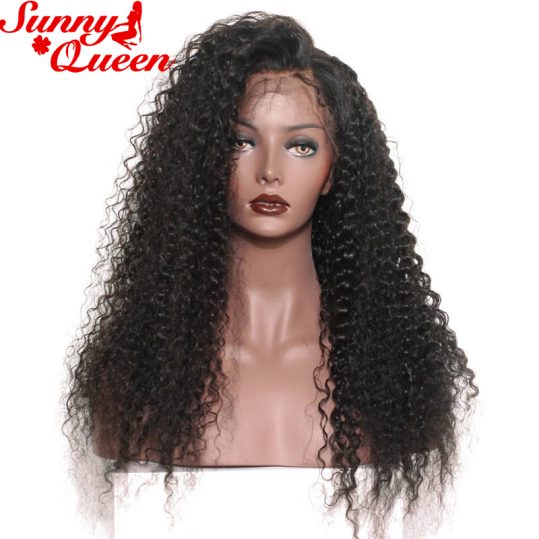 Lace Front Human Hair Wigs For Black Women 250% Density Brazilian Curly Wig With Baby Hair Remy Nature Color Sunny Queen