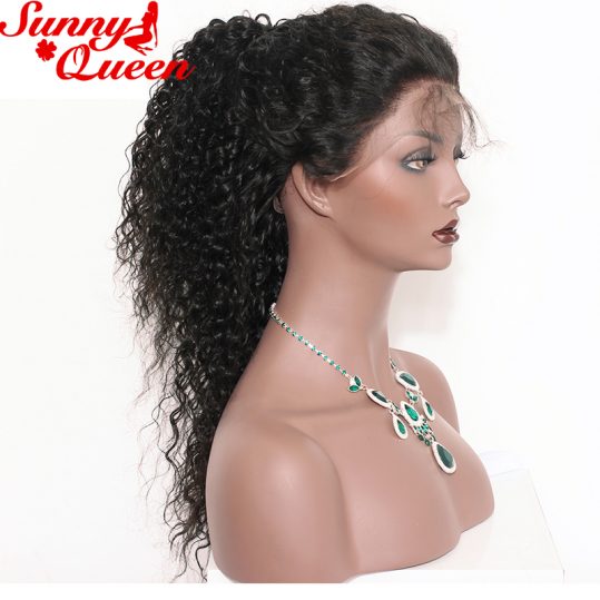 Lace Front Human Hair Wigs For Black Women 250% Density Brazilian Curly Wig With Baby Hair Remy Nature Color Sunny Queen