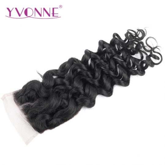 YVONNE Italian Curly Brazilian Virgin Human Hair 4x4 Free Part Lace Closure Natural Color Free Shipping