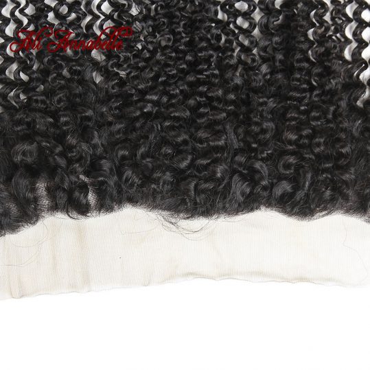 ALI ANNABELLE HAIR 13*4 Kinky Curly Pre Plucked Lace Frontal Free Part Closure Brazilian Remy Human Hair Natural Black Color