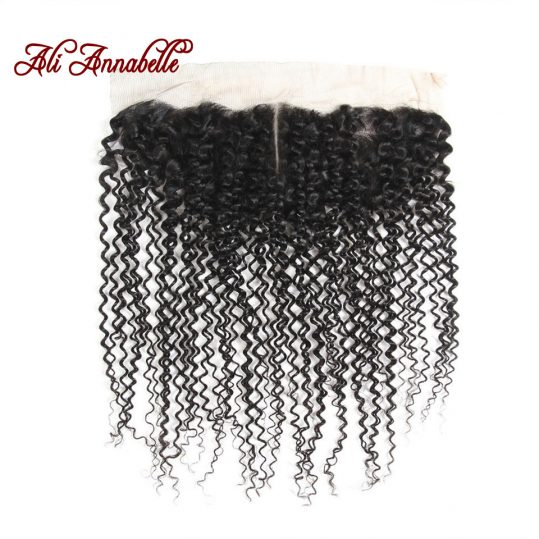 ALI ANNABELLE Brazilian Kinky Curly 13x4 Ear To Ear Lace Frontal Closure Swiss Lace 100% Remy Human Hair Closure Middle Part