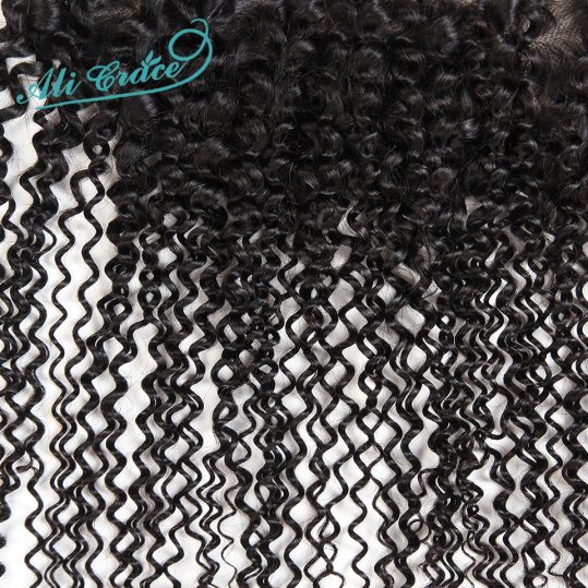ALI GRACE Brazilian Kinky Curly Lace Frontal Closure 10-20 Inch Free Part 100% Remy Human Hair 13x4 Ear To Ear Closure